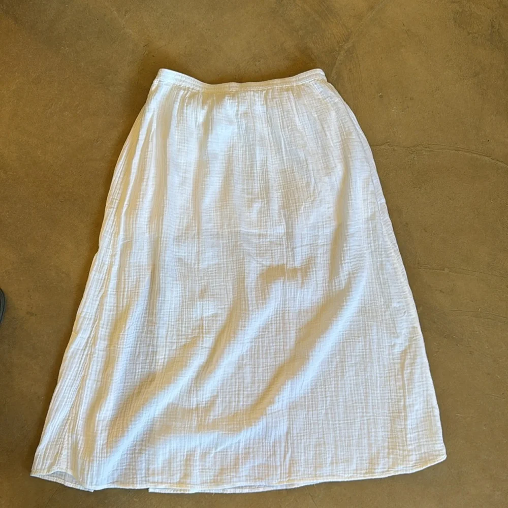 J Crew size large white cotton gauze maxi skirt with slit NWT  bohemian skirt - Picture 6 of 7